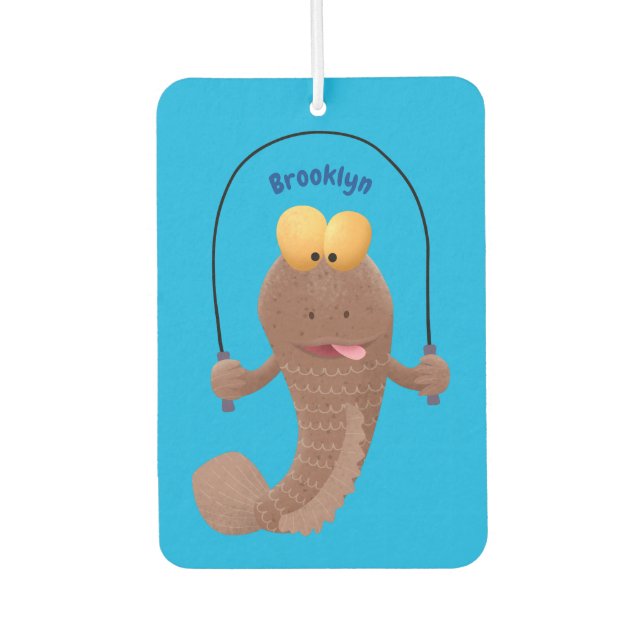 Funny skipping mudskipper fish cartoon  air freshener (Front)