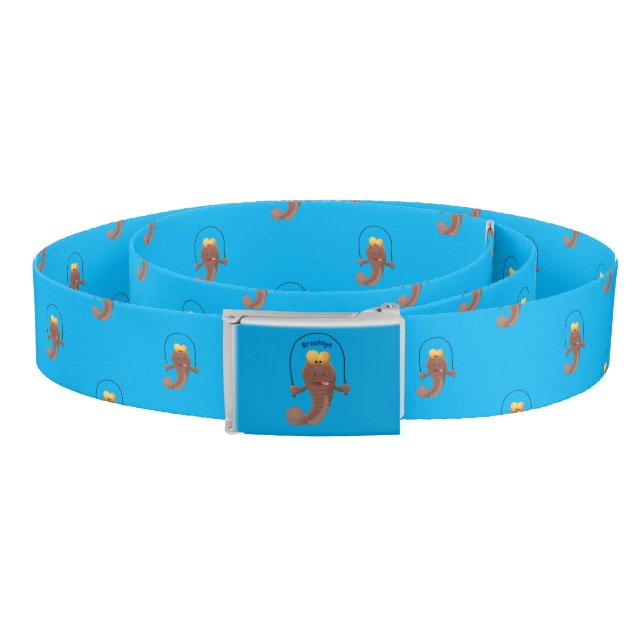 Funny skipping mudskipper fish cartoon  belt (Coil)