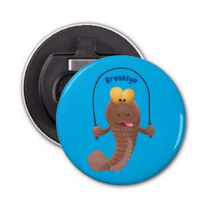 Funny skipping mudskipper fish cartoon  bottle opener