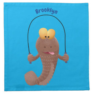 Funny skipping mudskipper fish cartoon cloth napkin