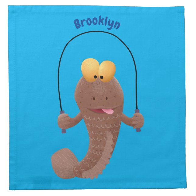 Funny skipping mudskipper fish cartoon cloth napkin (Front)