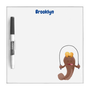 Funny skipping mudskipper fish cartoon dry erase board