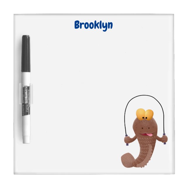 Funny skipping mudskipper fish cartoon  dry erase board (Front)