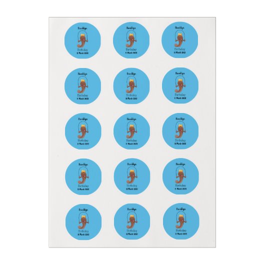 Funny skipping mudskipper fish cartoon edible frosting rounds (Sheet)