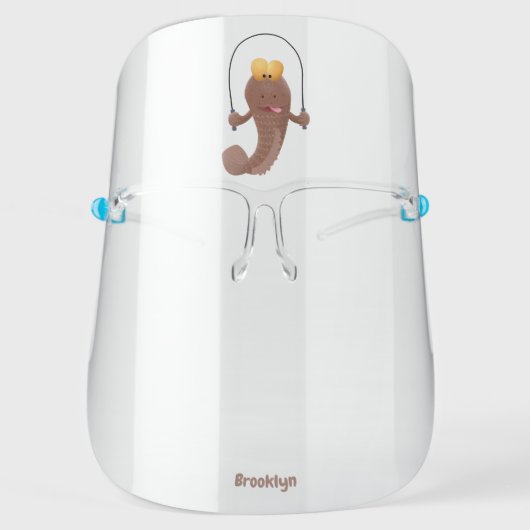 Funny skipping mudskipper fish cartoon  face shield (Front)