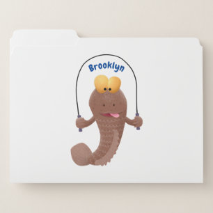 Funny skipping mudskipper fish cartoon file folder