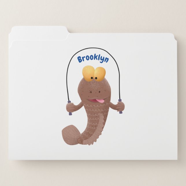 Funny skipping mudskipper fish cartoon  file folder (Front Left)