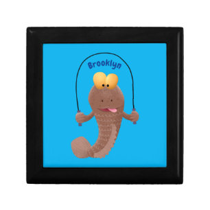 Funny skipping mudskipper fish cartoon gift box
