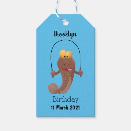 Funny skipping mudskipper fish cartoon gift tags