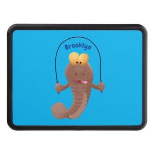 Funny skipping mudskipper fish cartoon hitch cover