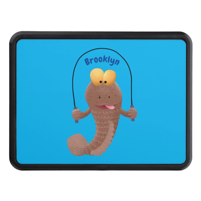Funny skipping mudskipper fish cartoon hitch cover (Front)
