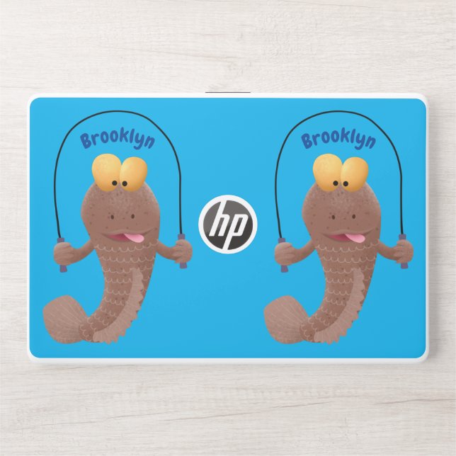 Funny skipping mudskipper fish cartoon HP laptop skin (Front)