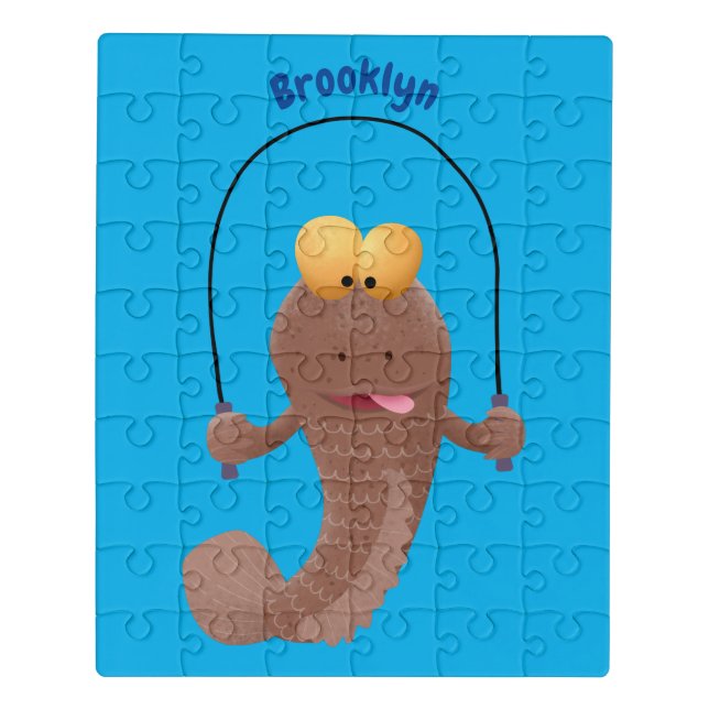 Funny skipping mudskipper fish cartoon  jigsaw puzzle (Puzzle Vertical)
