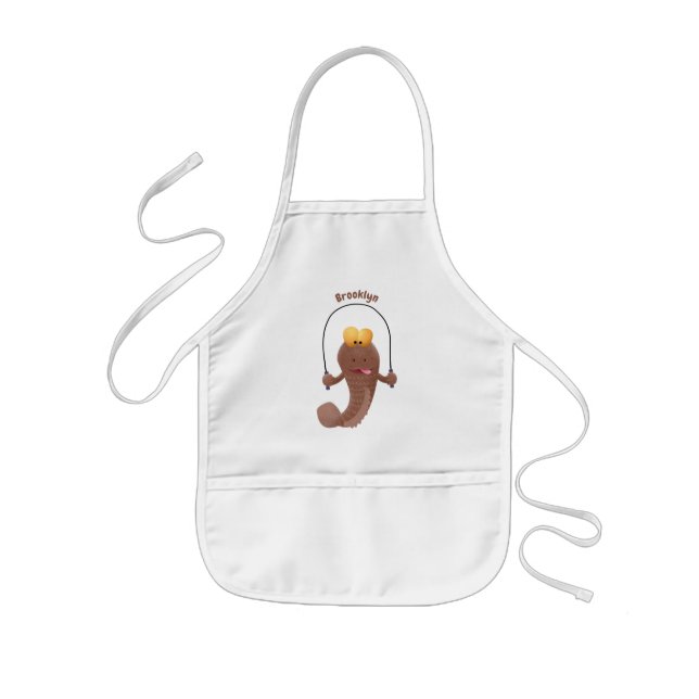 Funny skipping mudskipper fish cartoon kids' apron (Front)