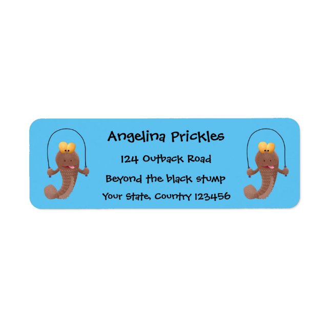 Funny skipping mudskipper fish cartoon label (Front)