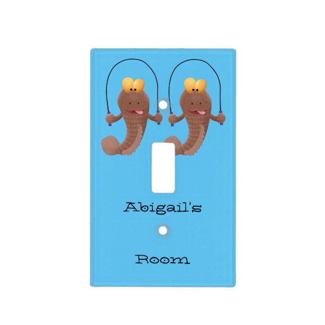 Funny skipping mudskipper fish cartoon light switch cover (Front)