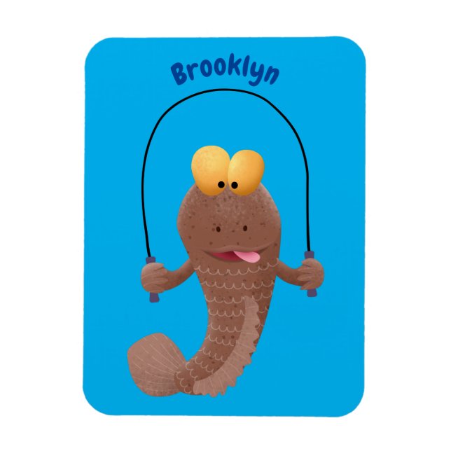 Funny skipping mudskipper fish cartoon magnet (Vertical)