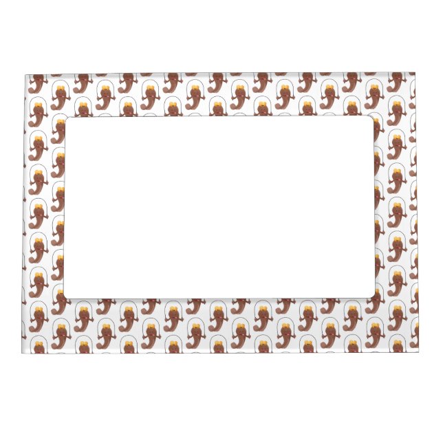 Funny skipping mudskipper fish cartoon  magnetic frame (Front)