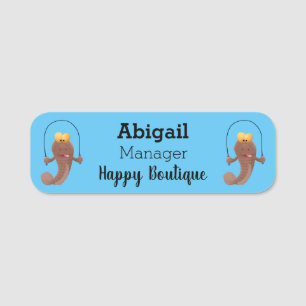 Funny skipping mudskipper fish cartoon name tag