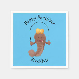Funny skipping mudskipper fish cartoon napkins
