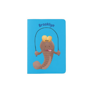 Funny skipping mudskipper fish cartoon passport holder
