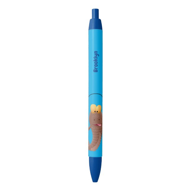 Funny skipping mudskipper fish cartoon  pen (Front Vertical)