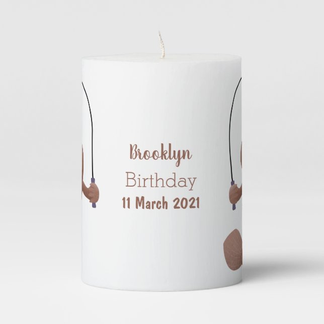 Funny skipping mudskipper fish cartoon pillar candle (Front)