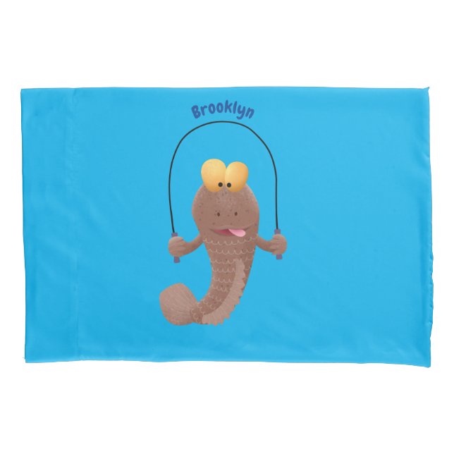 Funny skipping mudskipper fish cartoon  pillow case (Front)