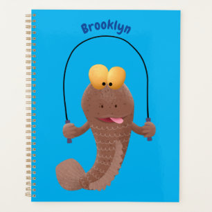 Funny skipping mudskipper fish cartoon planner