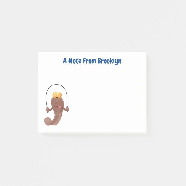 Funny skipping mudskipper fish cartoon post-it notes (Front)
