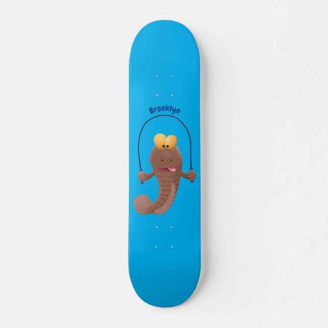 Funny skipping mudskipper fish cartoon  skateboard (Front)