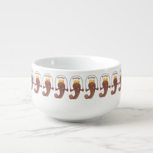 Funny skipping mudskipper fish cartoon  soup mug (Front)