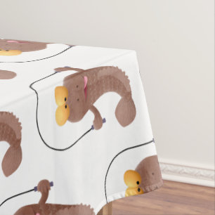 Funny skipping mudskipper fish cartoon   tablecloth