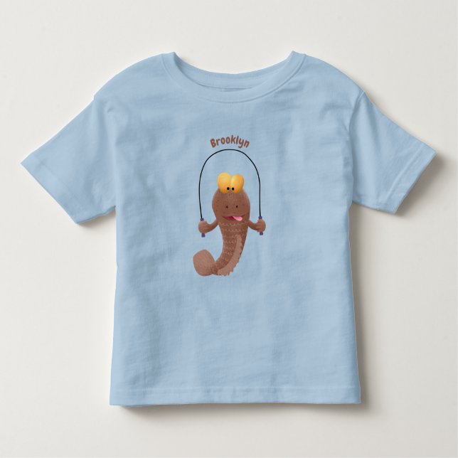 Funny skipping mudskipper fish cartoon toddler t-shirt (Front)