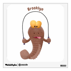 Funny skipping mudskipper fish cartoon wall decal