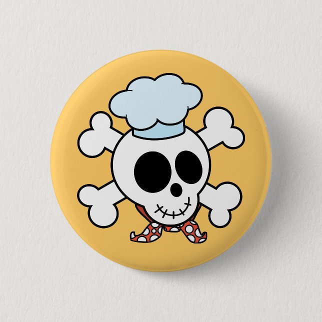 Funny Skull and Crossbones Chef Pinback Button (Front)