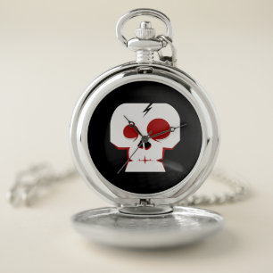 Funny skull cartoon monster pocket watch