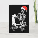 Funny Skull Cat Christmas  Card