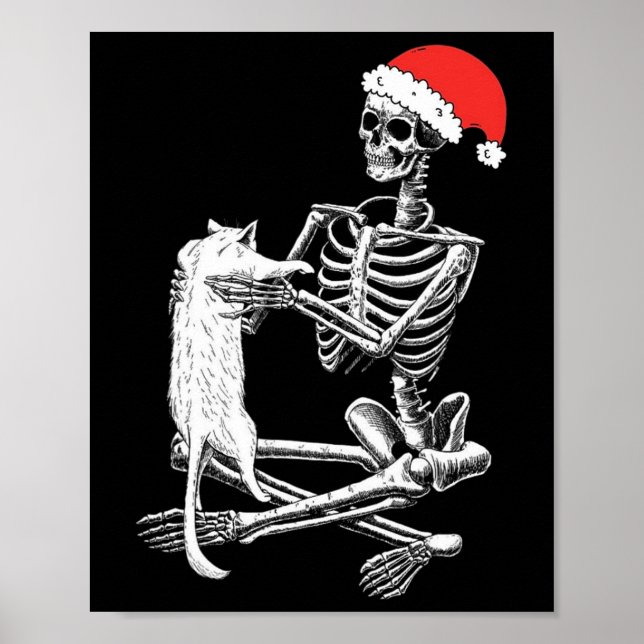 Funny Skull Cat Christmas  Poster (Front)