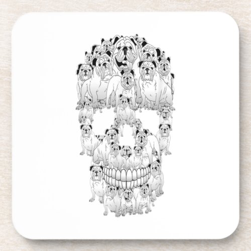 Funny Skull Costume Men Women Bulldog Lover Gifts Beverage Coaster