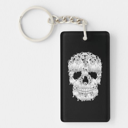 Funny Skull Costume Men Women Bulldog Lover Gifts Keychain