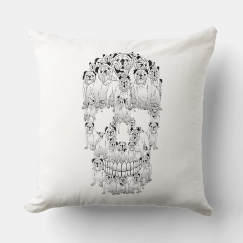 Funny Skull Costume Men Women Bulldog Lover Gifts Throw Pillow