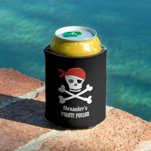 Funny Skull Crossbones Pirate Poison Custom Can Cooler