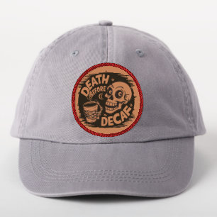 Funny Skull Death Before DeCaf Coffee Lover Patch