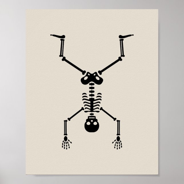 Funny skull doing handstand poster (Front)