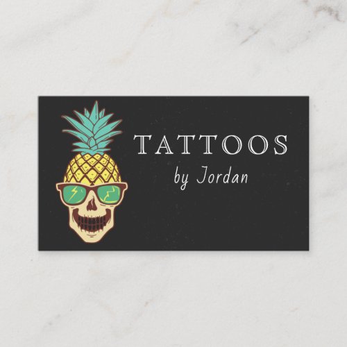 Funny Skull Pineapple Tattoo Artist Funky Modern  Business Card