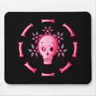 Funny Skull Pink Halloween Whimsigoth Mouse Pad