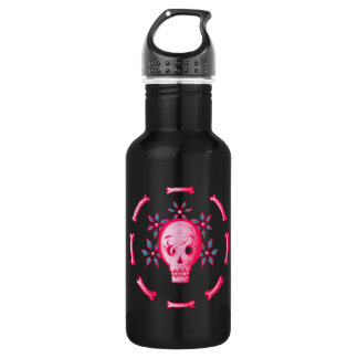 Funny Skull Pink Halloween Whimsigoth Stainless Steel Water Bottle
