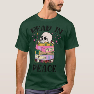 Funny Skull Read In Peace Mystical Reading Book Lo T-Shirt