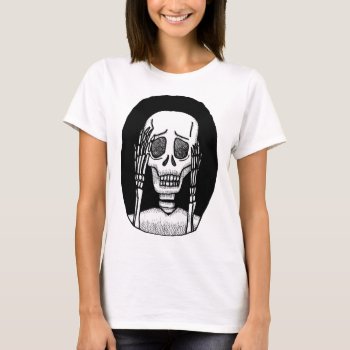 Funny Skull Skelton Graphic Goth Horror Halloween T-shirt by MiKaArt at Zazzle